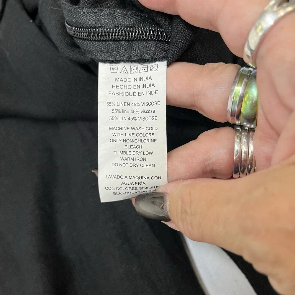 Michael Kors Pants Black Linen Blend Wide Leg Side Zip 14 Lagenlook Capsule